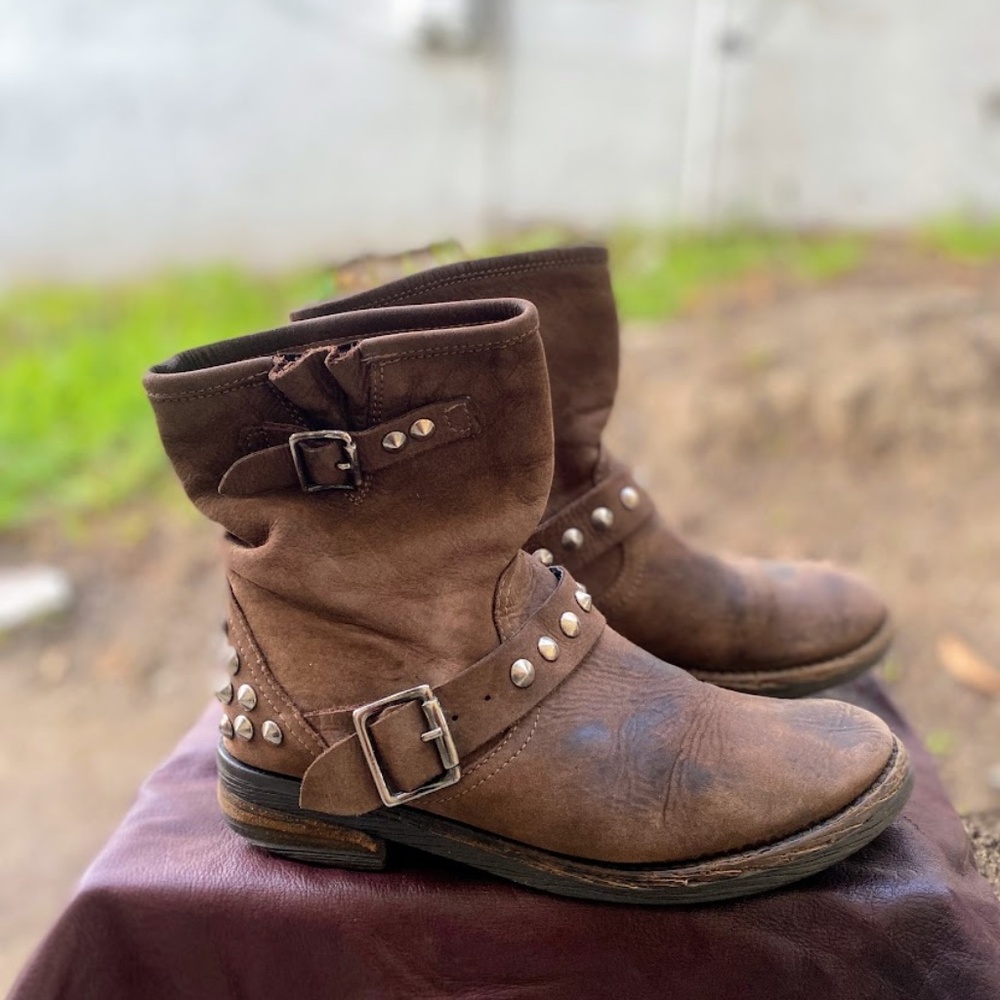 Womens Biker Leather Boots Made in Italy Size 6